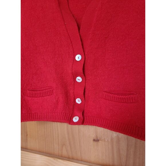 Vintage Garland 100% Wool Red Sweater Vest Shell Buttons Pockets SMALL Retro S - Picture 4 of 6
